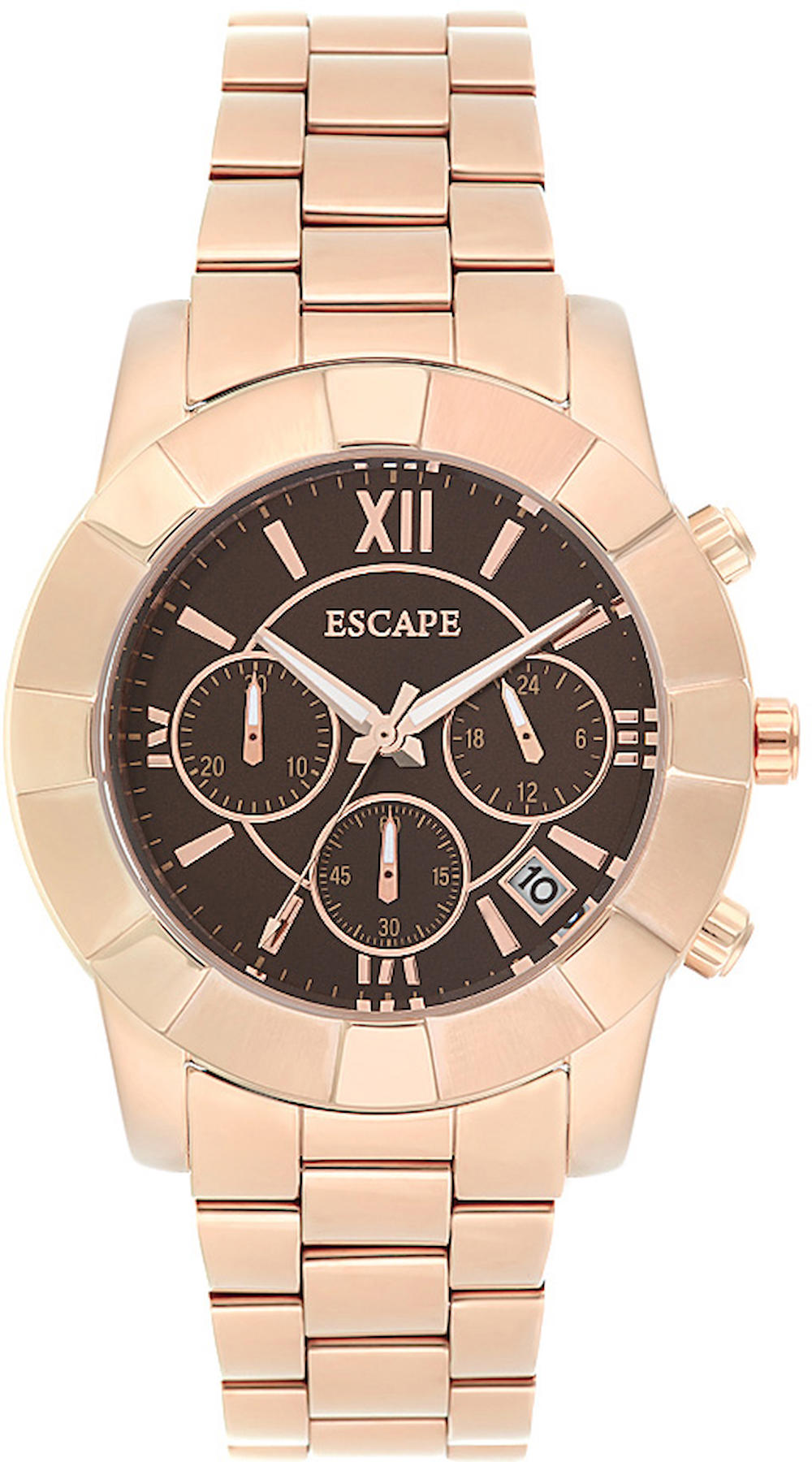 Escape EC1033-203 Takvimli 40 mm Rose Gold Çelik Kordon Analog Kol Saati