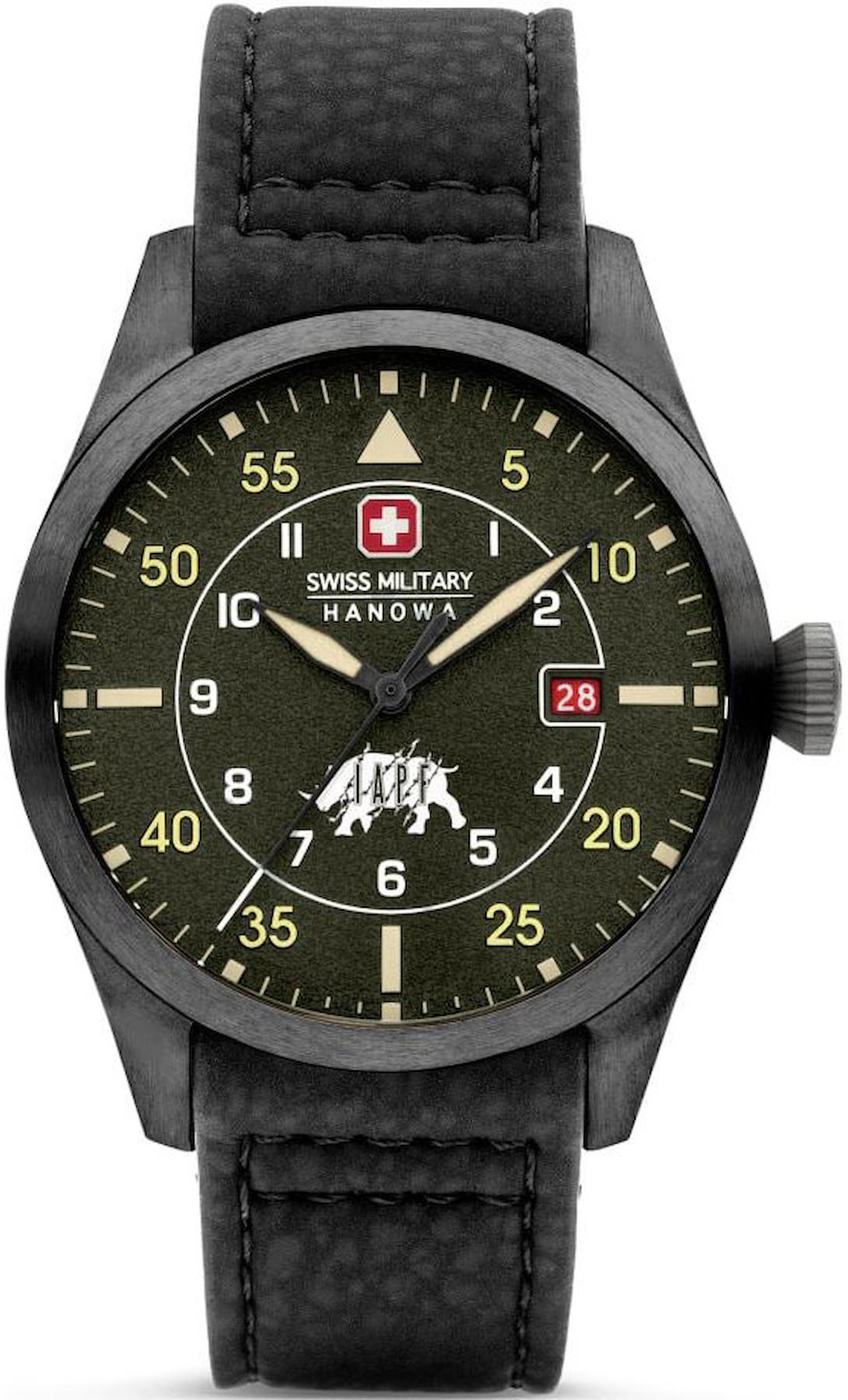 Swiss Military SMWGN0001231 Takvimli 42 mm Siyah Deri Kordon Analog Kol Saati