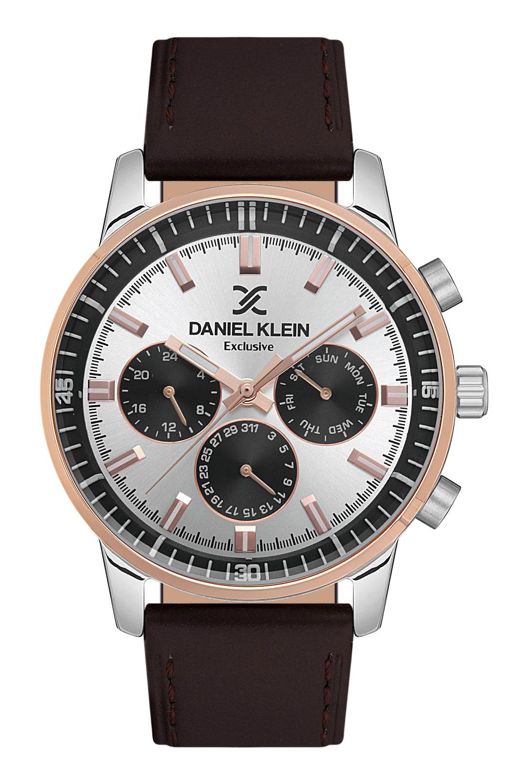 Daniel Klein DK.1.13528.3 Takvimli 45 mm Siyah Deri Kordon Analog Erkek Kol Saati