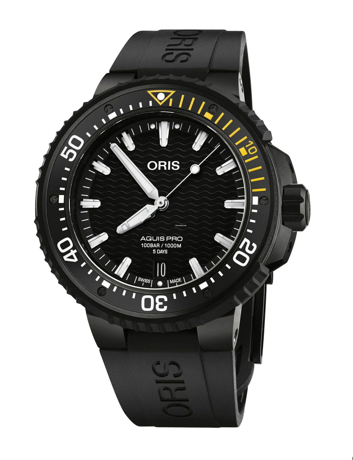 Oris Aquispro Date Takvimli Siyah Silikon Kordon Analog Kol Saati