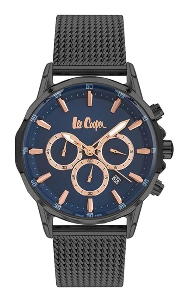 Lee Cooper LC07280.090 Takvimli Siyah Çelik Kordon Analog Kol Saati