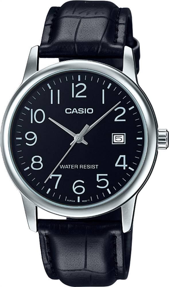 Casio MTP-V002L-1BUDF Takvimli 37 mm Siyah Deri Kordon Analog Kol Saati