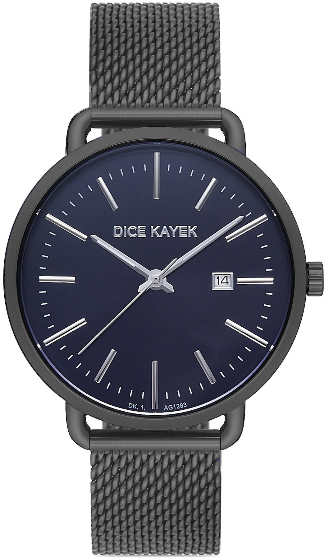 Dice Kayek DK.1.AG1283.07 Takvimli 43 mm Siyah Çelik Kordon Analog Kol Saati