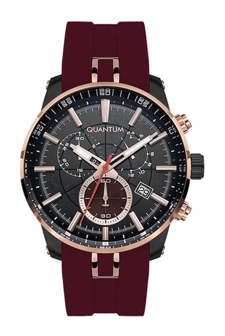 Quantum PWG560.658 Takvimli 44 mm Bordo Çelik Kordon Analog Kol Saati