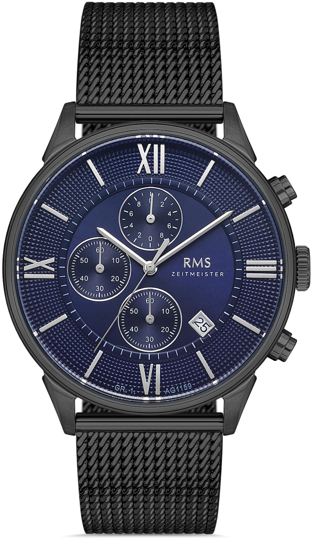 Romanson RMS.1.AG1464.05 Takvimli 44 mm Lacivert Çelik Kordon Analog Kol Saati