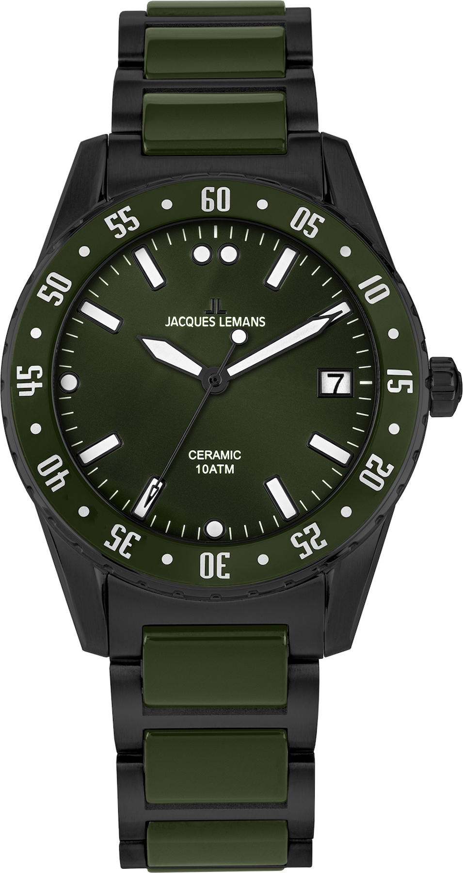 Jacques Lemans 42-10F Takvimli 42 mm Yeşil Çelik Kordon Analog Kol Saati