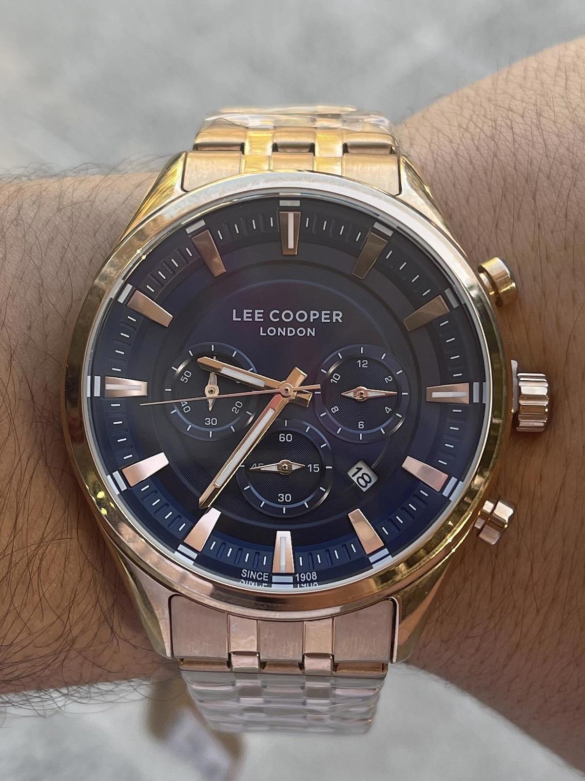 Lee Cooper LCR.LMG.07533.490-NM Takvimli Altın-Çelik Kordon Analog Erkek Kol Saati