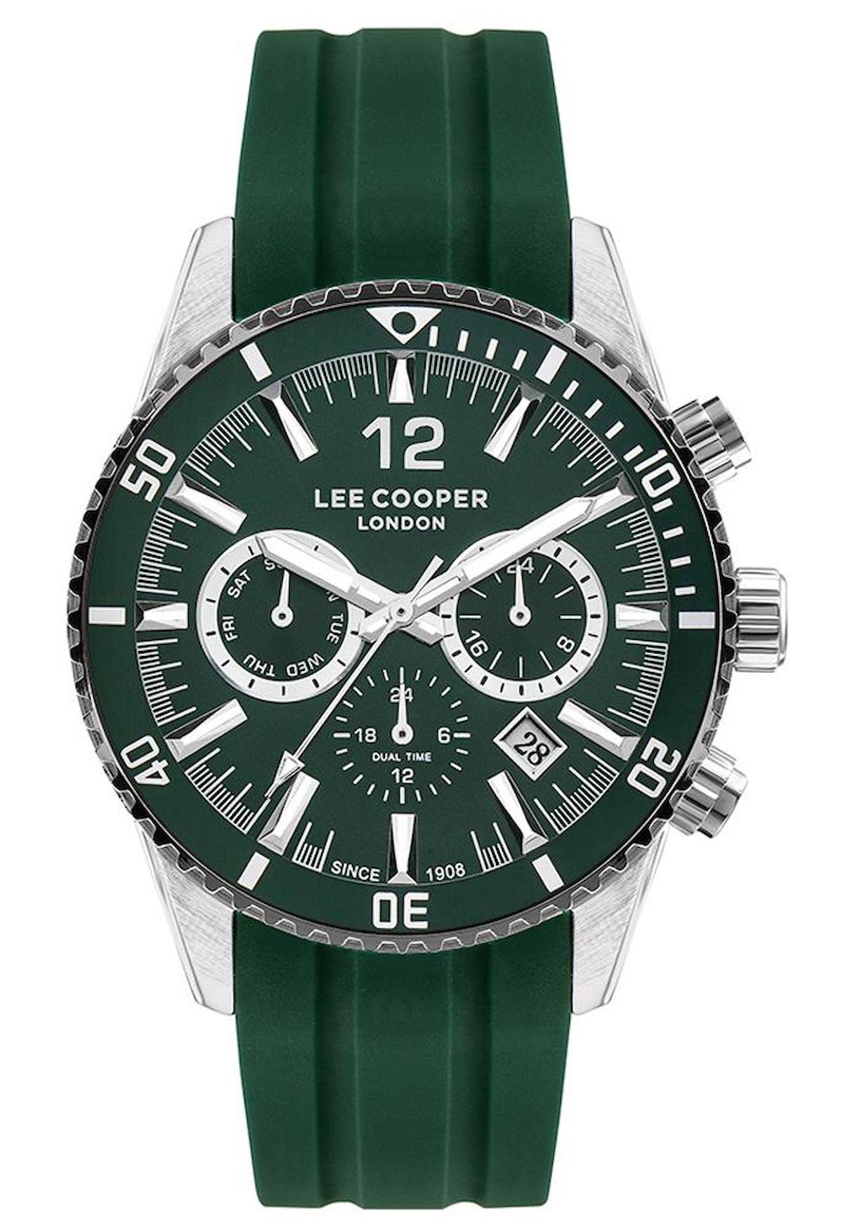 Lee Cooper LC07628.377 Takvimli Yeşil Silikon Kordon Analog Erkek Kol Saati