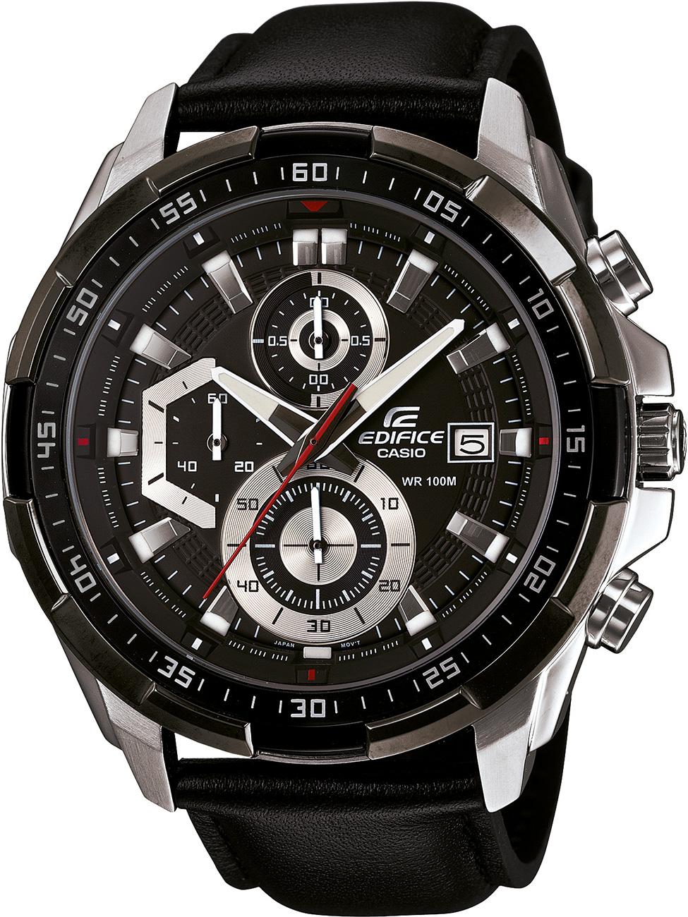 Casio EFR-539L-1AVUDF Takvimli 49.5 mm Siyah Deri Kordon Analog Erkek Kol Saati