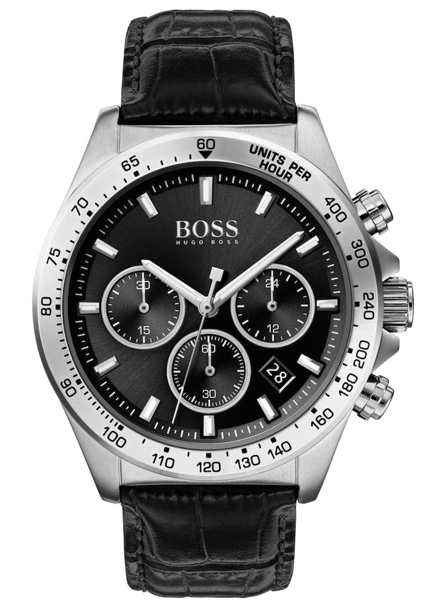 Hugo Boss HB1513752 Pusulalı Takvimli 44 mm Siyah Deri Kordon Analog Erkek Kol Saati