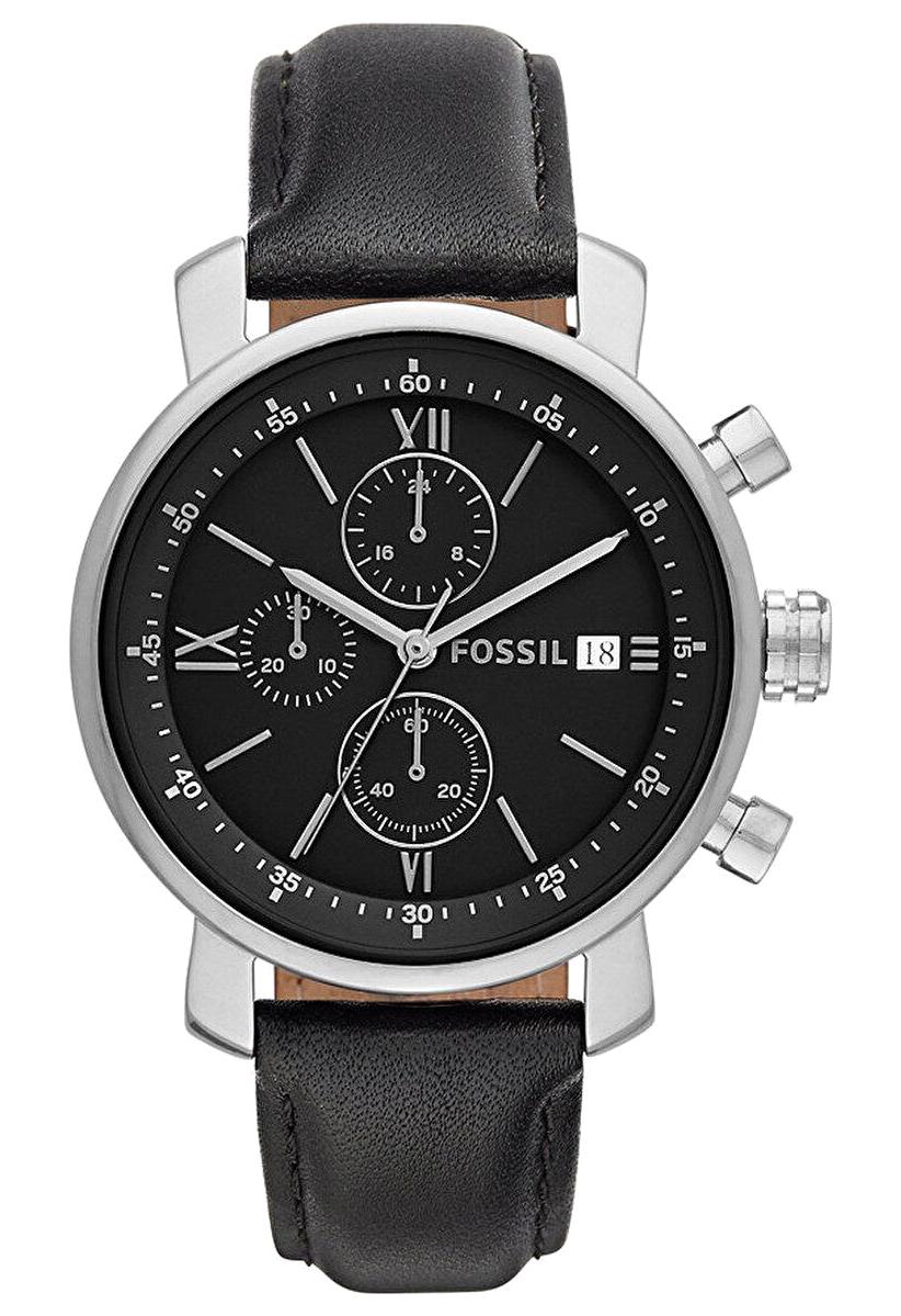 Fossil FBQ1006 Takvimli 45 mm Siyah Deri Kordon Analog Erkek Kol Saati