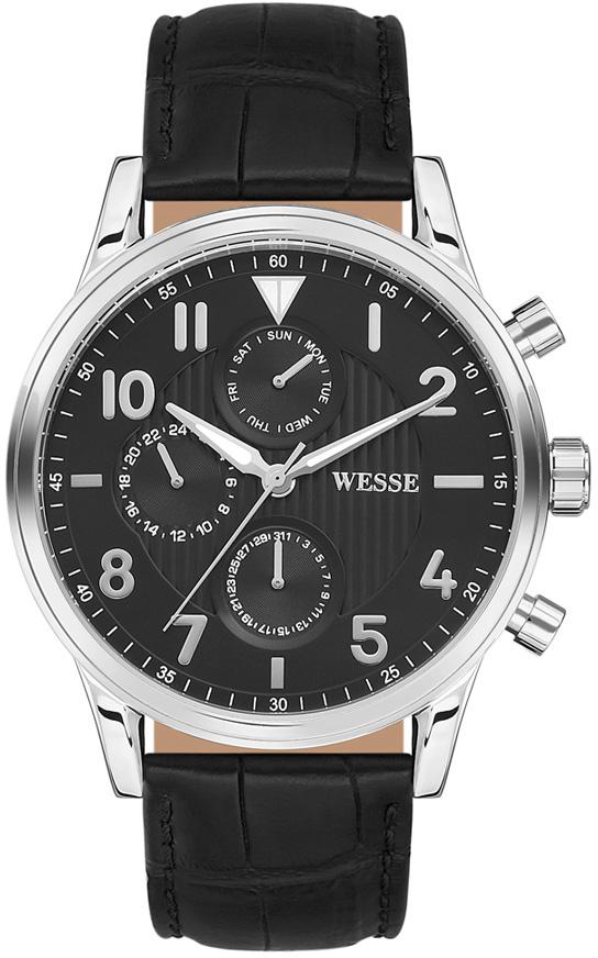 Wesse WWG200603 Pusulalı Takvimli 34 mm Siyah Deri Kordon Analog Kol Saati