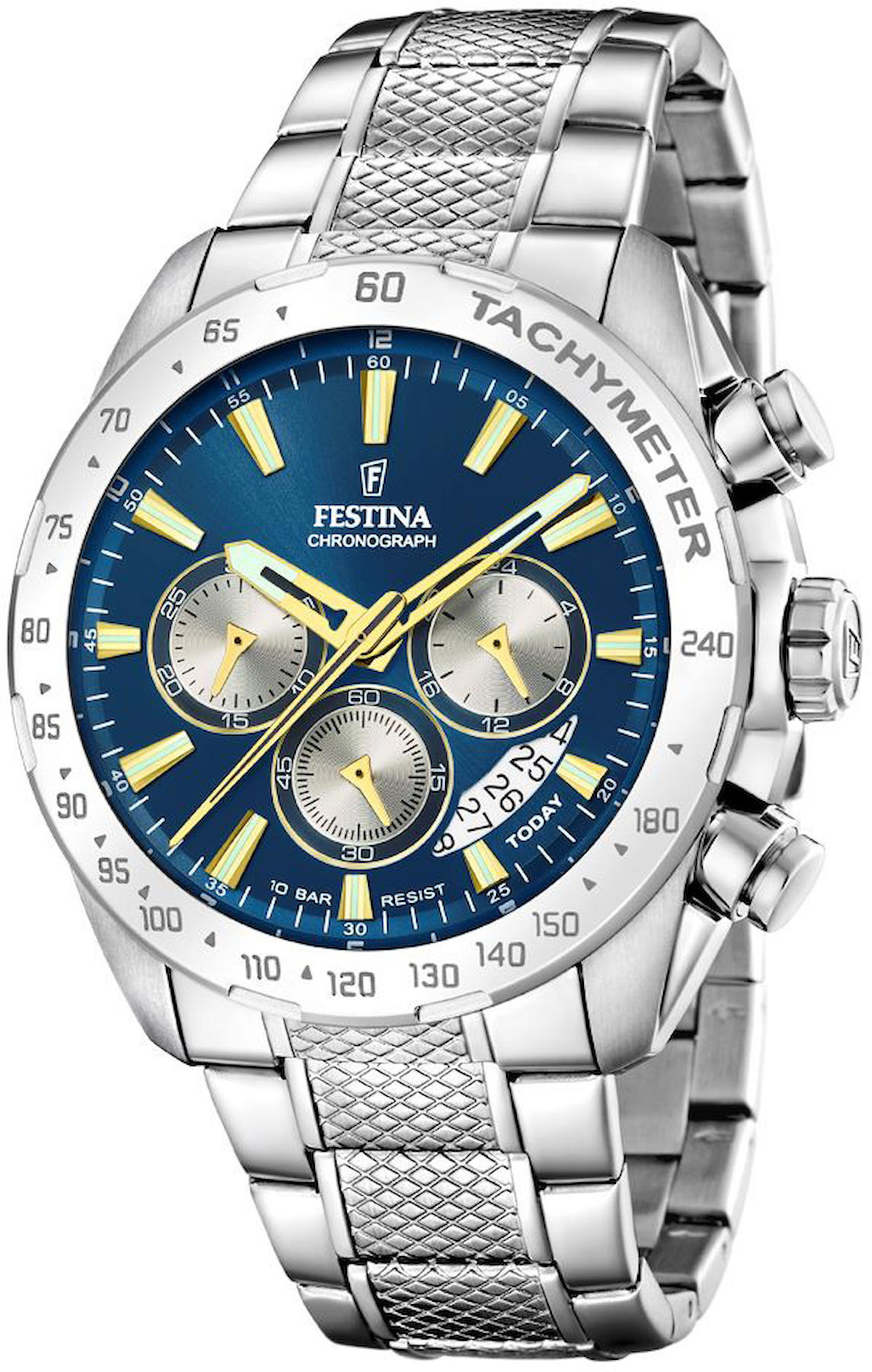 Festina F20668-5 Takvimli 44 mm Çelik Kordon Analog Kol Saati