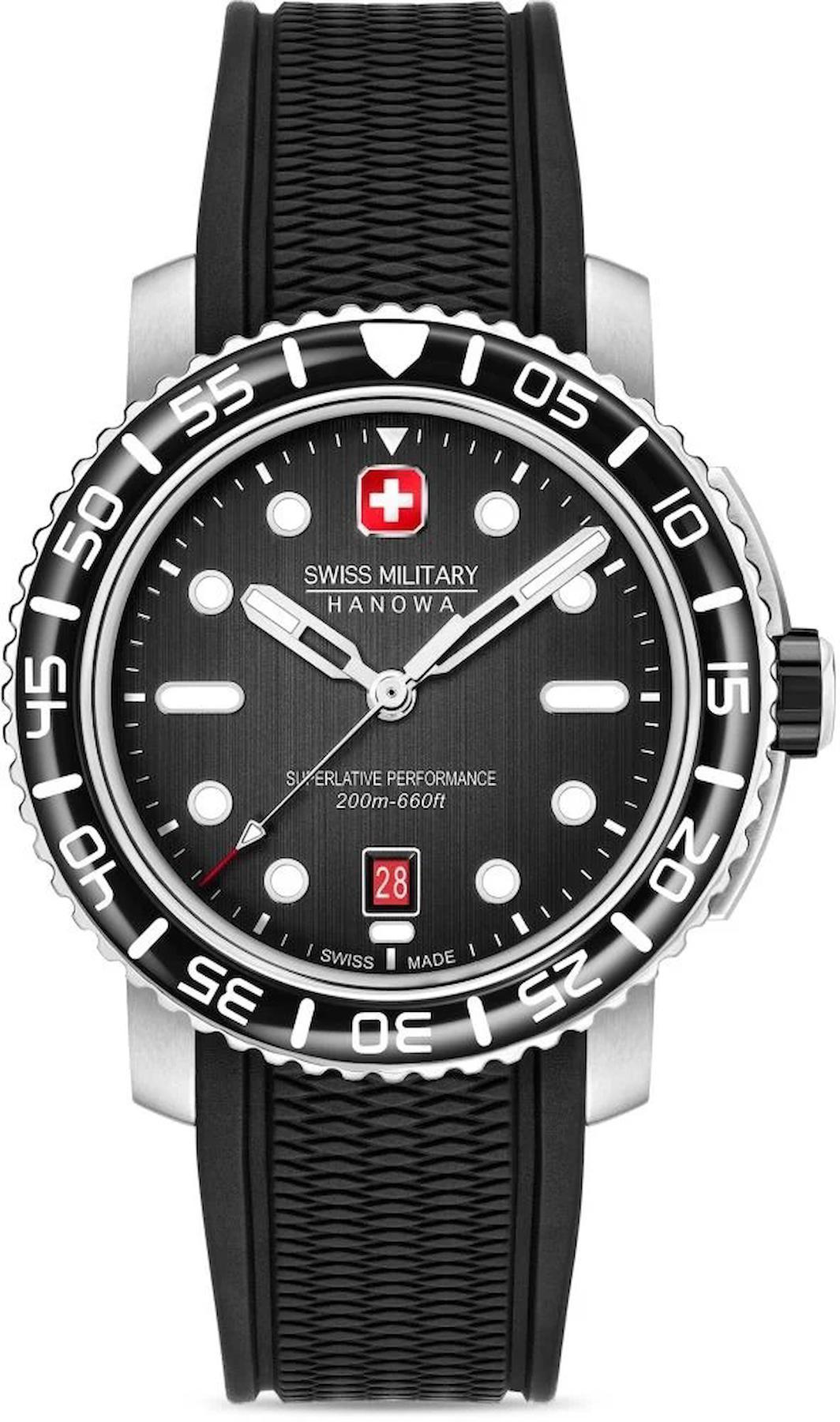 Swiss Military SMWGN0001701 Takvimli 44 mm Siyah Silikon Kordon Analog Erkek Kol Saati