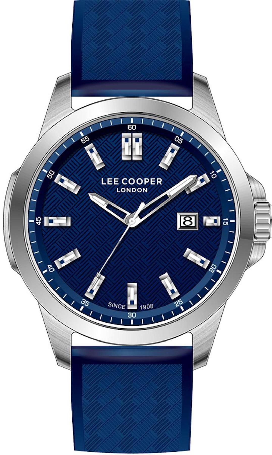 Lee Cooper LC07859.399 Takvimli 45 mm Mavi Silikon Kordon Analog Erkek Kol Saati