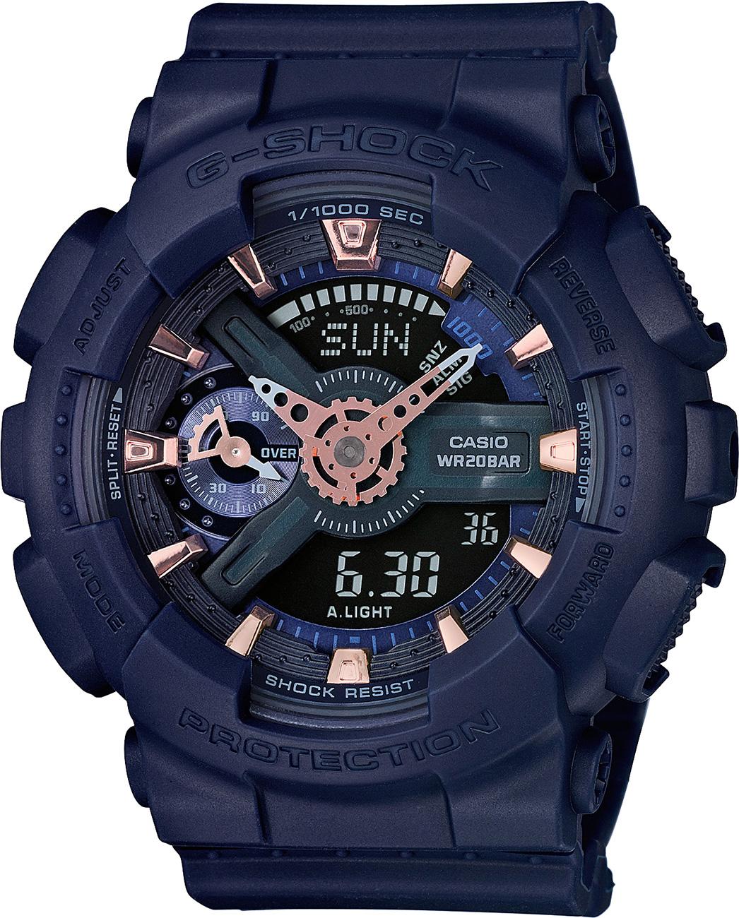 Casio GMA-S110CM-2A Takvimli 41 mm Lacivert Silikon Kordon Analog Kol Saati