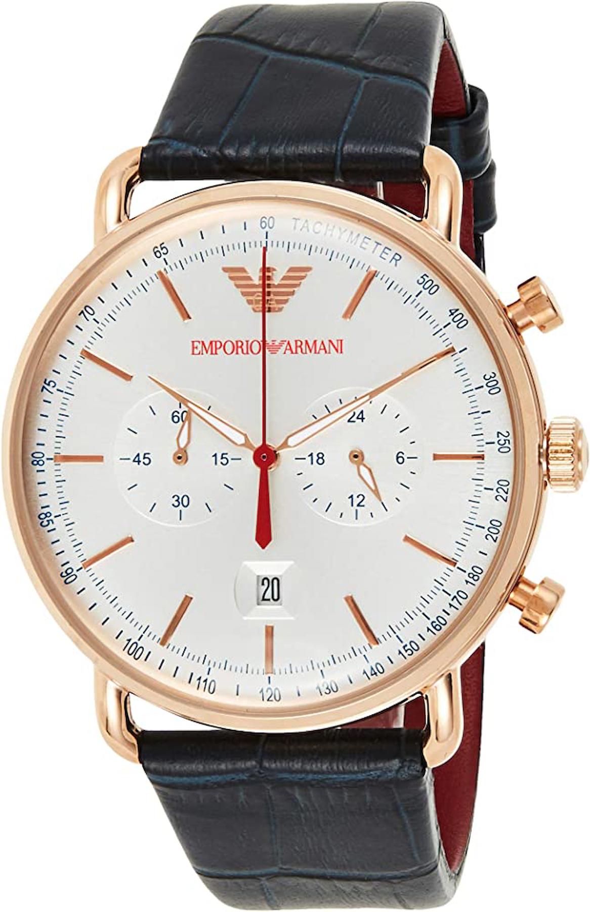 Emporio Armani AR11123 Takvimli 42 mm Siyah Deri Kordon Analog Kol Saati