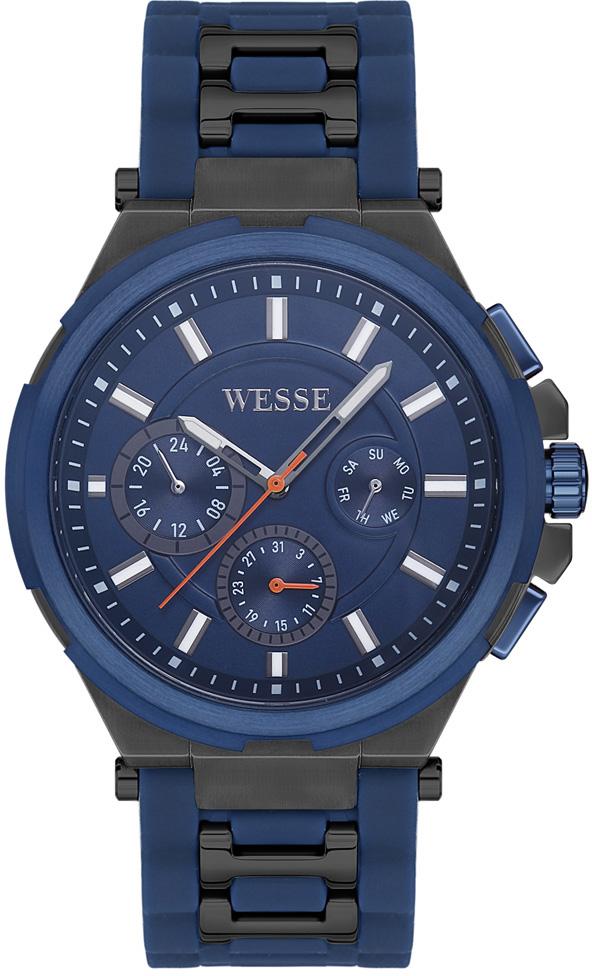 Wesse WWG401506 Pusulalı Takvimli 45 mm Siyah- Lacivert Plastik Kordon Analog Erkek Kol Saati