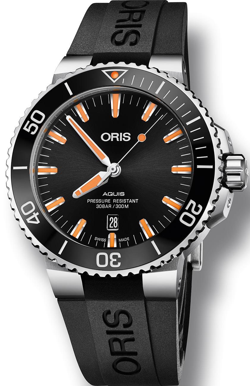 Oris 733-7730-4159-07-4-24-64EB Takvimli 43.50 mm Siyah Silikon Kordon Analog Kol Saati