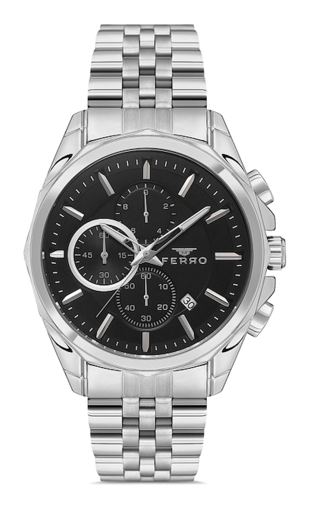 Ferro FM31391A-A2 Takvimli 44 mm Metal Kordon Analog Erkek Kol Saati