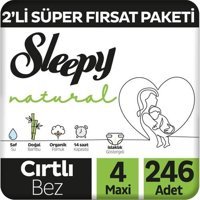 Sleepy Natural 4 Numara Organik Cırtlı Bebek Bezi 246'lı