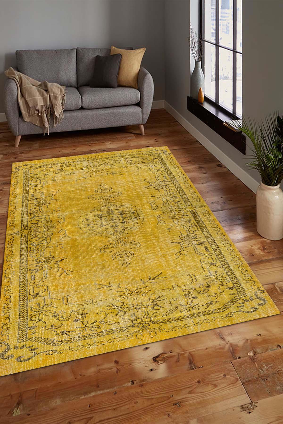 Aida Home Sanepe Çok Renkli 0.5 mm Pamuk Antibakteriyel Yıkanabilir Kalın Kaymaz Lateks Taban Dikdörtgen Makine Dokuma Salon Halısı 160x230 cm