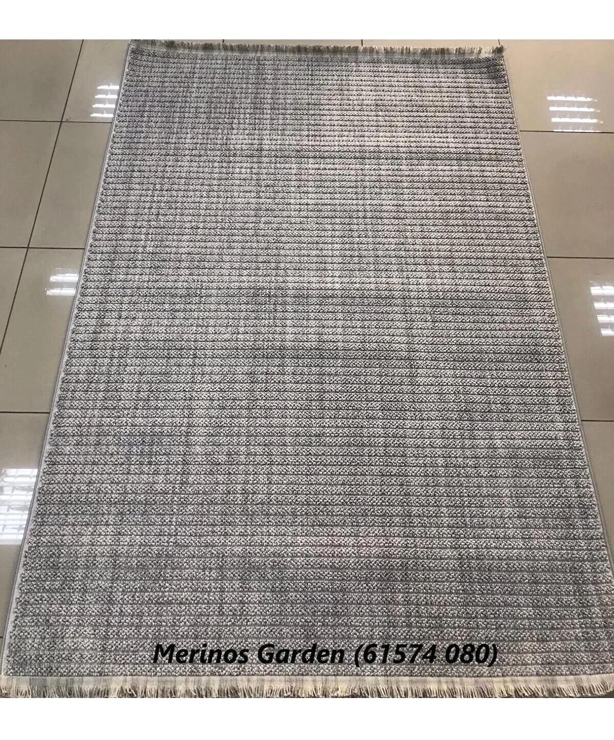 Merinos  Garden 61574 Krem 8.5 mm Mikropolyester Antibakteriyel Yıkanabilir Kalın Kaymaz Taban Dikdörtgen Makine Dokuma Salon Halısı 100x140 cm