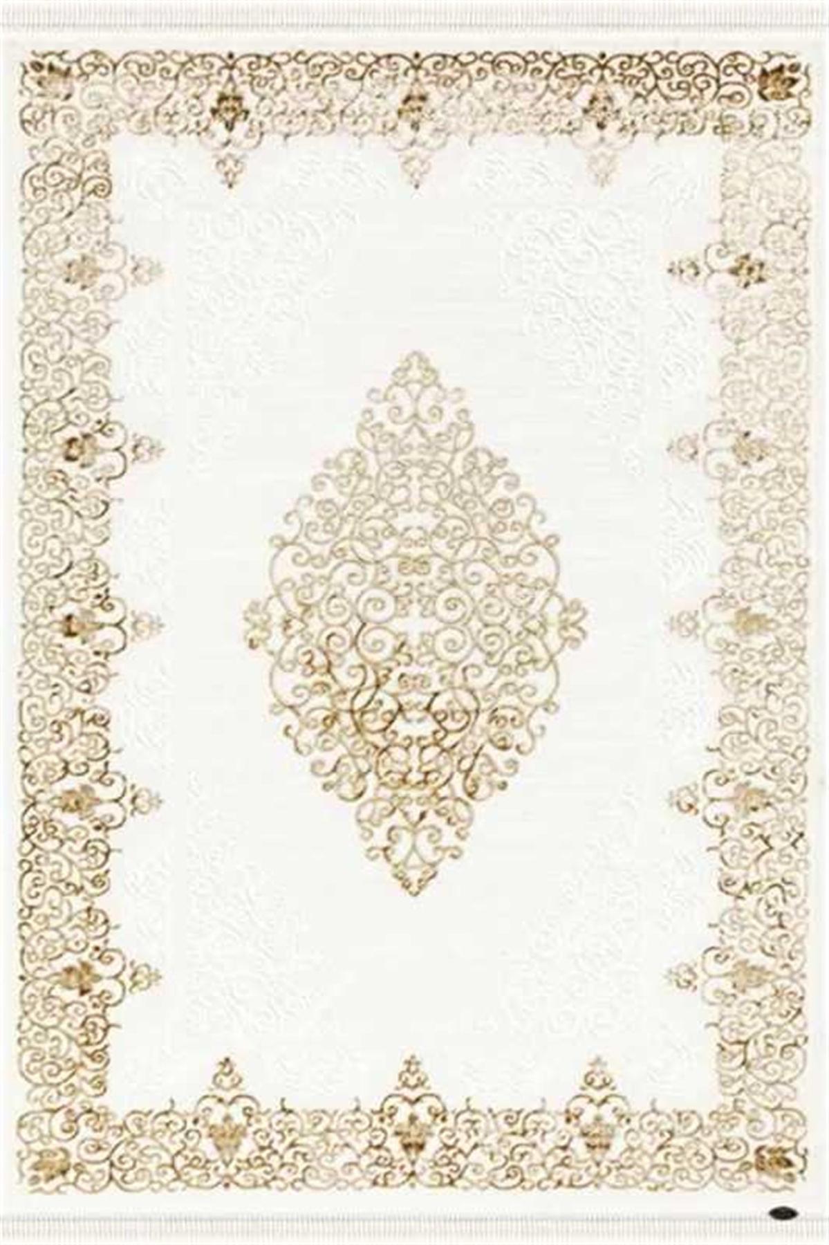 Dinarsu GD001 Sarı 12 mm Akrilik Silinebilir Yıkanabilir Orta Kaymaz Jüt Taban Dikdörtgen Makine Dokuma Salon Halısı 80x150 cm