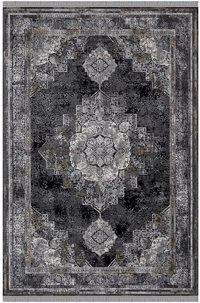 Dinarsu Arora 34678 Antrasit 10 mm Akrilik Silinebilir Yıkanabilir Orta Kaymaz Dikdörtgen Makine Dokuma Oturma Odası-Salon Halısı 160x230 cm