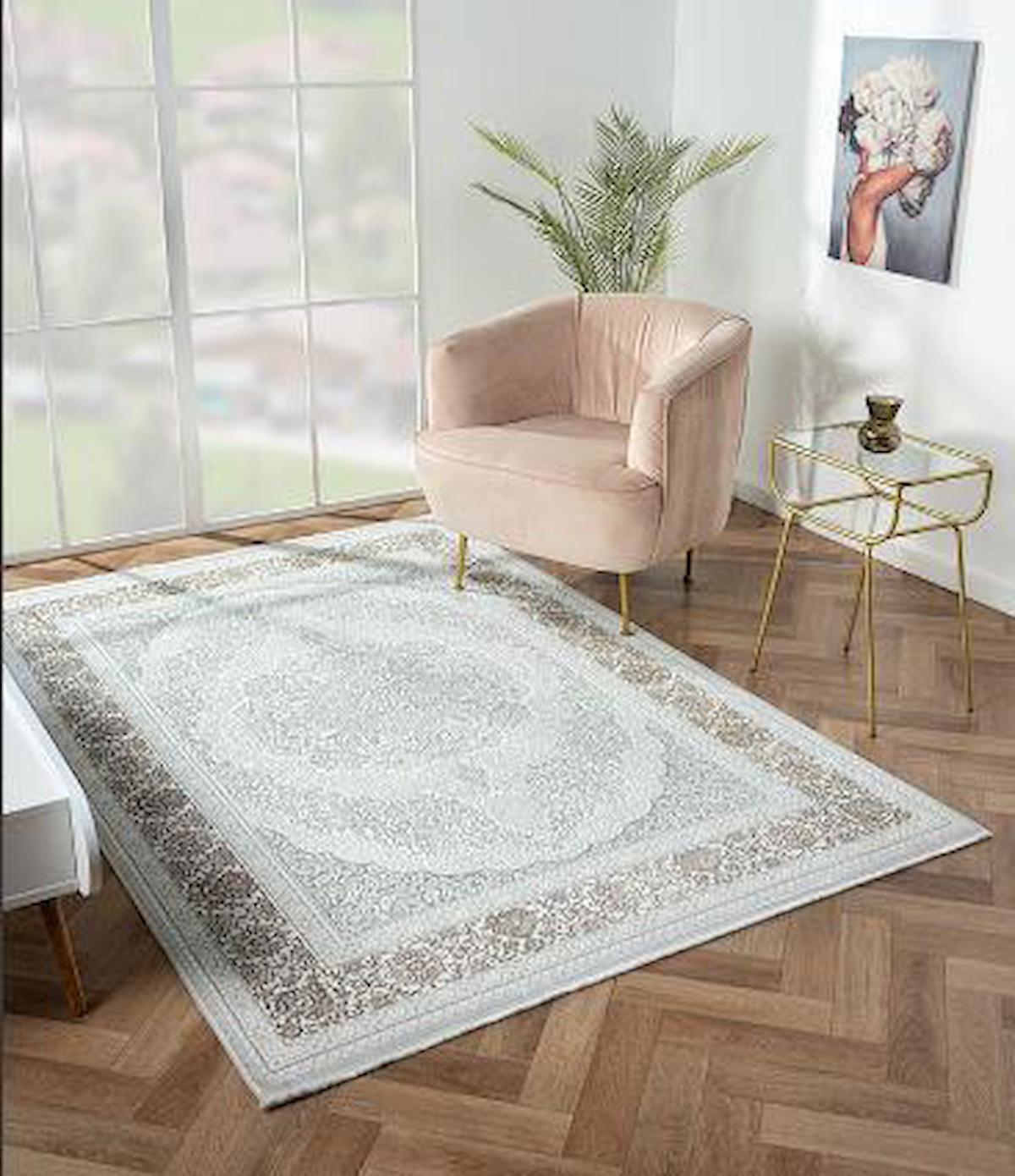 Çam Halı Nordic NX005A Bej 6 mm Polyester Silinebilir Yıkanabilir Orta Dikdörtgen Makine Dokuma Salon Halısı 160x230 cm