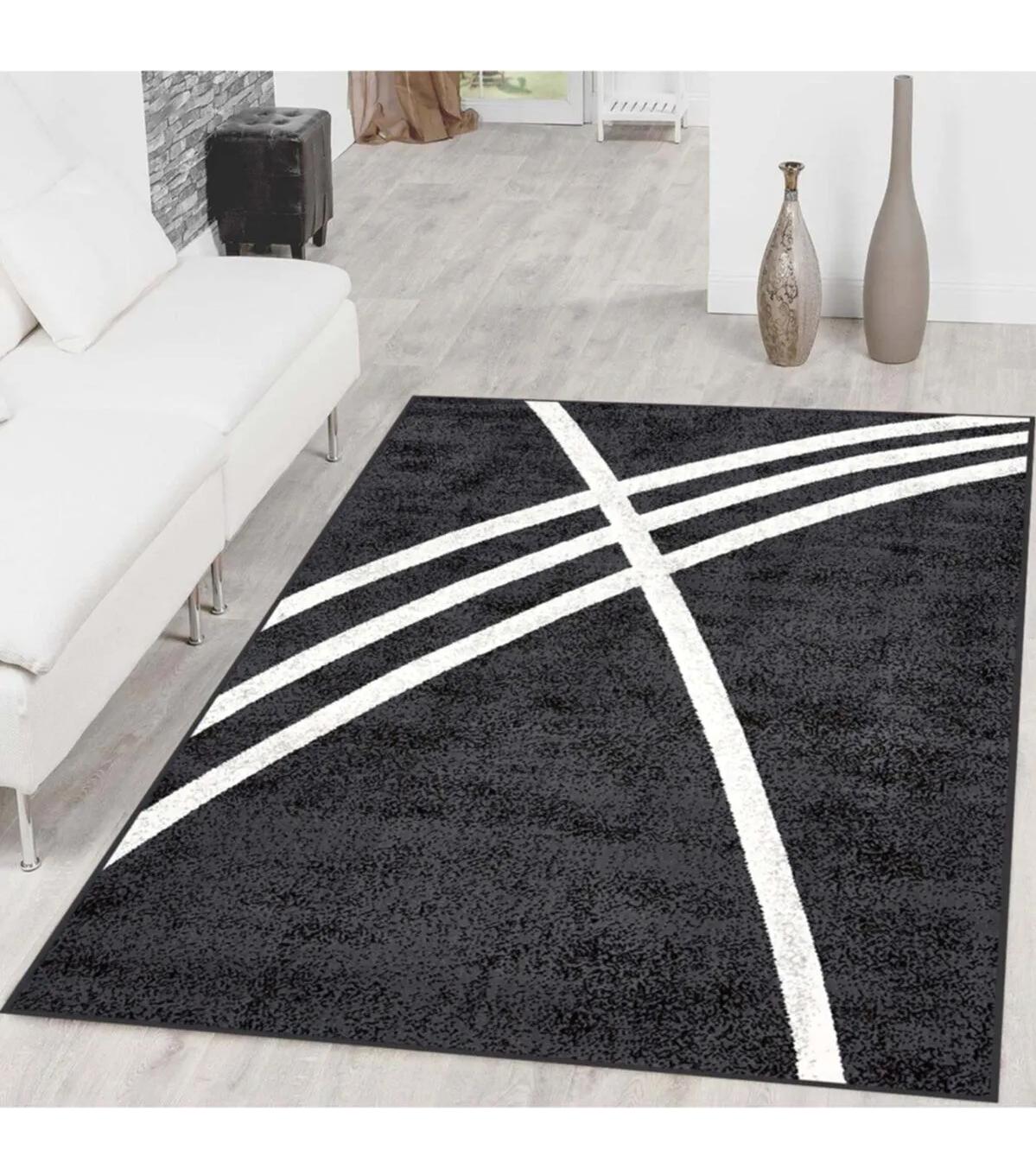 Rovigo Home RVG1406 Gri 8 mm Polyester Leke Tutmaz-Toz Tutmaz Yıkanabilir İnce Kaymaz Dot Taban Dikdörtgen Makine Dokuma Salon Halısı 80x500 cm