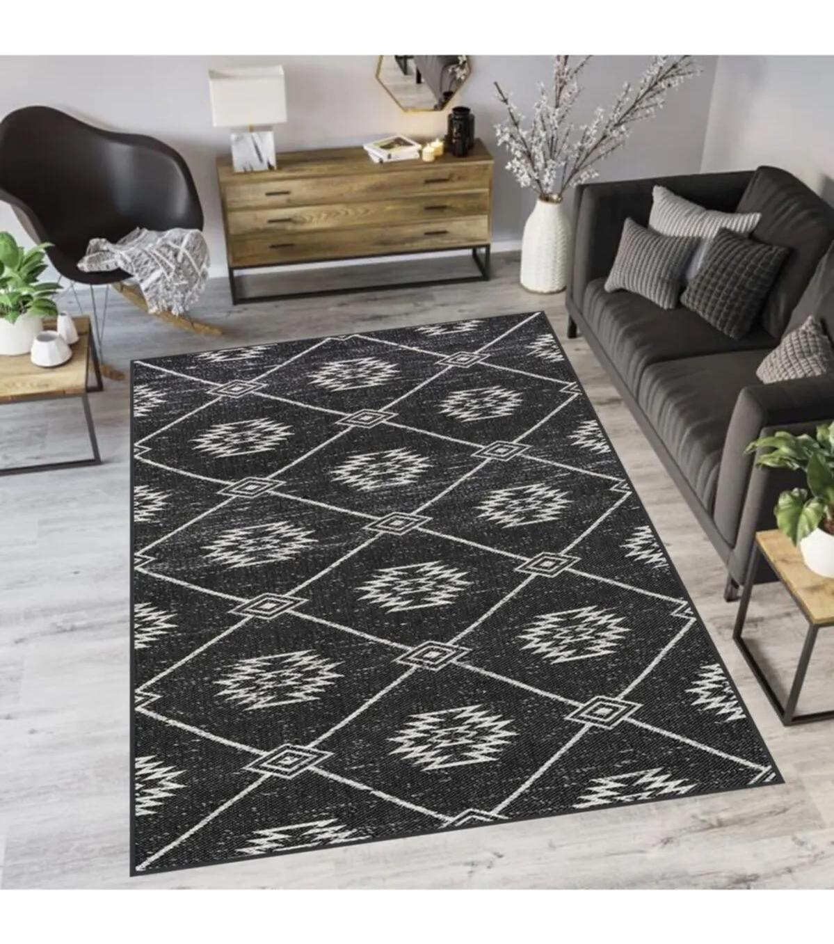 Rovigo Home RVG1151 Çok Renkli 8 mm Polyester Leke Tutmaz-Toz Tutmaz Yıkanabilir İnce Kaymaz Dot Taban Dikdörtgen Makine Dokuma Salon Halısı 200x300 cm