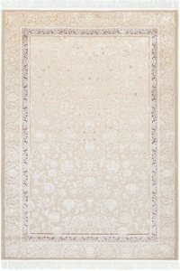 La Boutique Nilüfer NF06 Krem 7 mm Viskon Toz tutmaz Yıkanabilir İnce Kaymaz Dikdörtgen Makine Dokuma Salon Halısı 100x150 cm