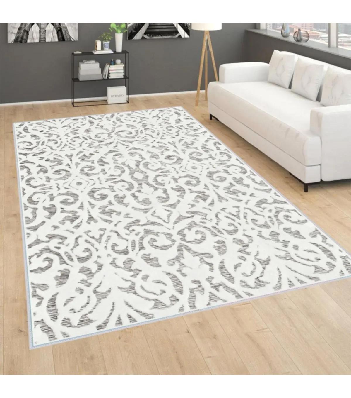 Rovigo Home RVG1680 Gri 8 mm Polyester Antibakteriyel-Leke Tutmaz-Toz Tutmaz Yıkanabilir İnce Kaymaz Dot Taban Dikdörtgen Makine Dokuma Salon Halısı 180x250 cm