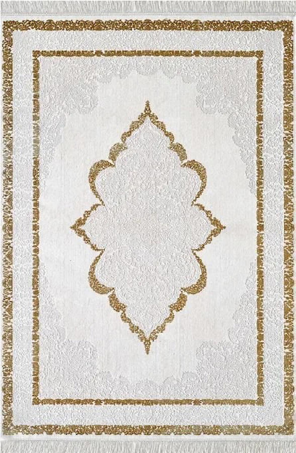 Pierre Cardin Voila ZQ00D Krem 0.8 mm Akrilik Yumuşak Yıkanabilir İnce Kaymaz Dikdörtgen Makine Dokuma Salon Halısı 160x230 cm