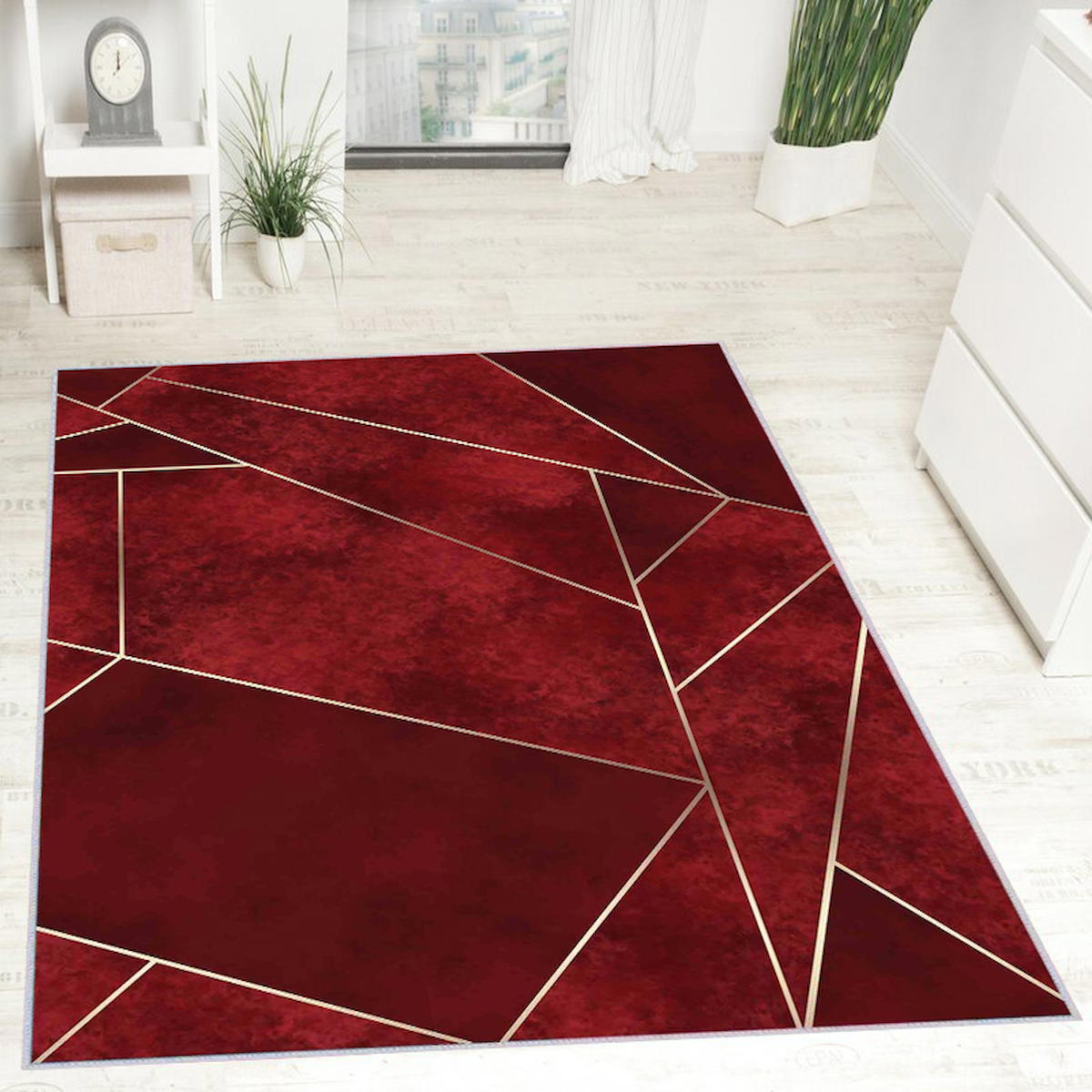 Rovigo Home RVG0669 Krem 8 mm Polyester Antibakteriyel-Leke Tutmaz-Toz Tutmaz Yıkanabilir İnce Kaymaz Dot Taban Dikdörtgen Makine Dokuma Salon Halısı 100x200 cm