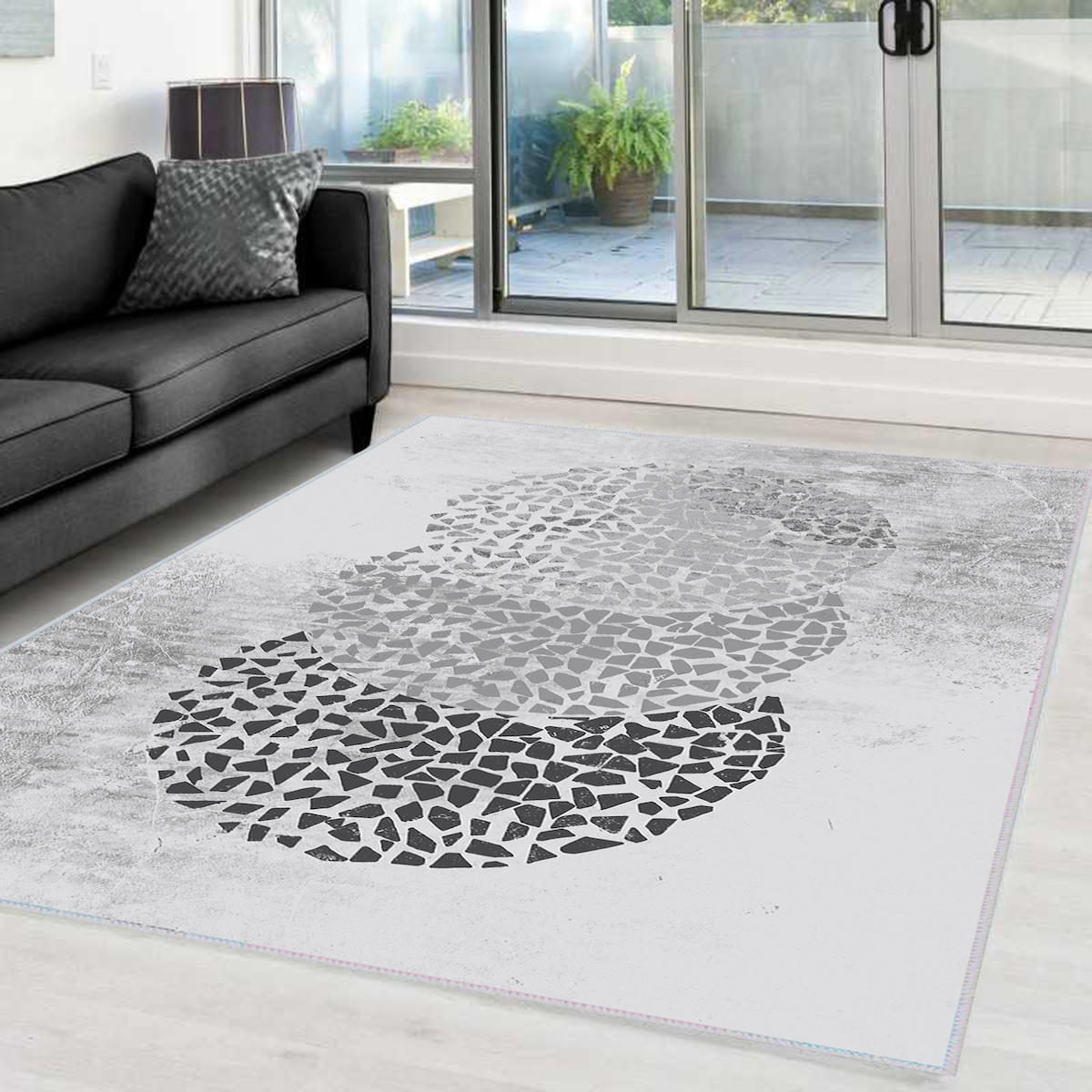 Rovigo Home RVG0001-SD392 Gri 8 mm Polyester Yıkanabilir Orta Kaymaz Dot Taban Dikdörtgen Makine Dokuma Salon Halısı 200x300 cm