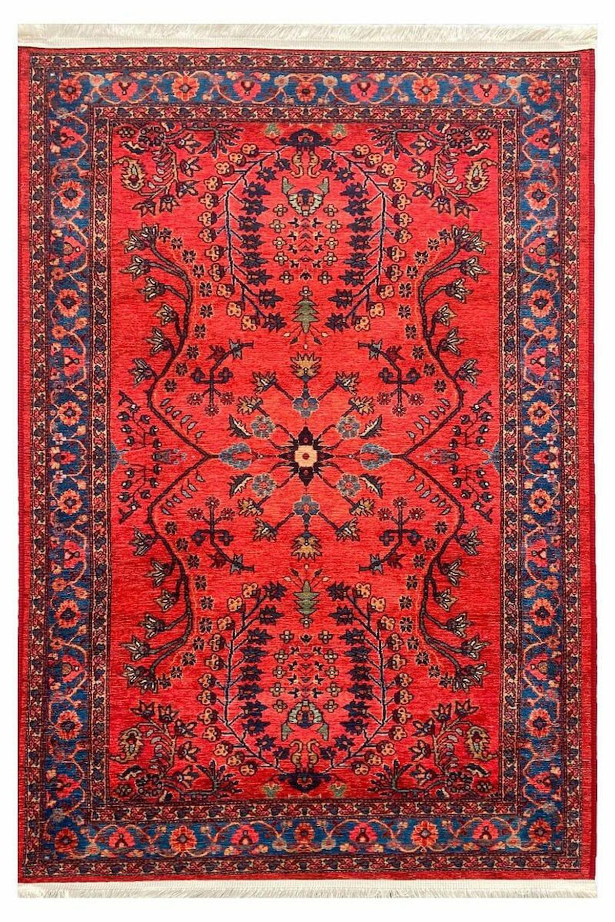 Prizma Home V6507 Çok Renkli Pamuk Toz Tutmaz Yıkanabilir Orta Dikdörtgen Makine Dokuma Oturma Odası-Salon Halısı 120x180 cm