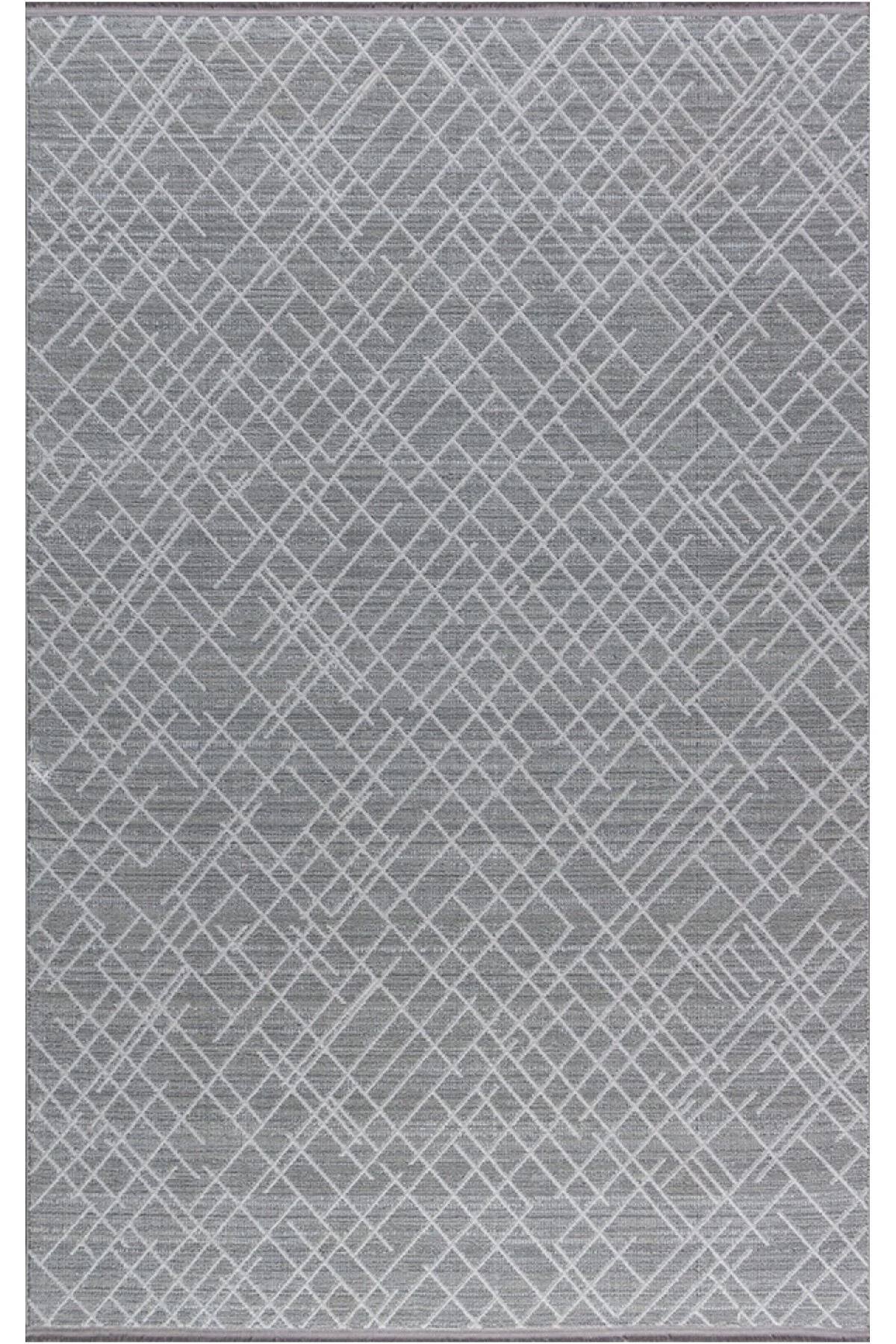 Padişah Aspen 64585 Gri 2 mm Polyester Toz Tutmaz Yıkanabilir İnce Dikdörtgen Makine Dokuma Salon Halısı 160x230 cm