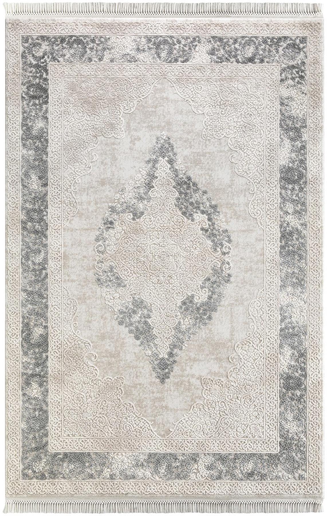 Flora Halı Ayşıl 1716A Krem 11 mm Akrilik-Bambu Silinebilir Yıkanabilir Dikdörtgen Makine Dokuma Salon Halısı 160x230 cm