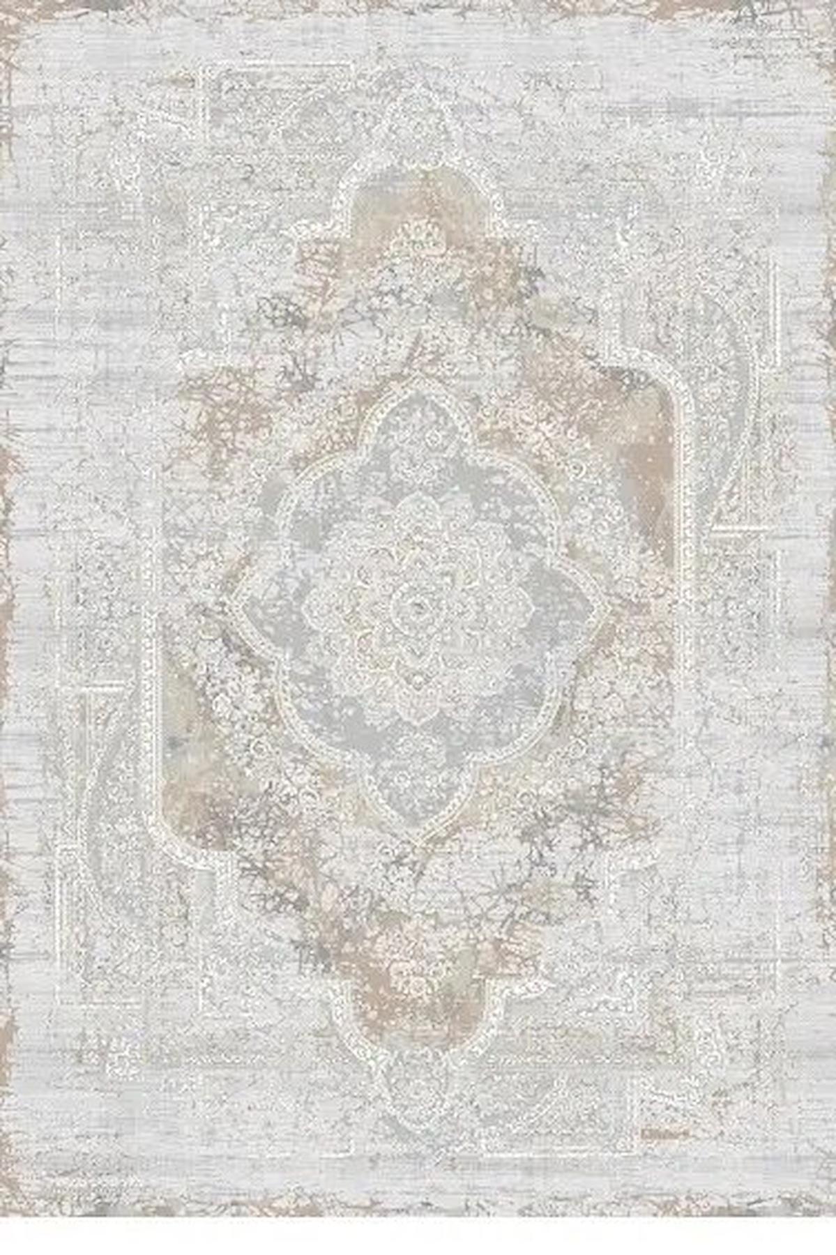 Kreasyon Halı MD003 Krem 8 mm Akrilik Yıkanabilir Kalın Dikdörtgen Makine Dokuma Salon Halısı 150x233 cm