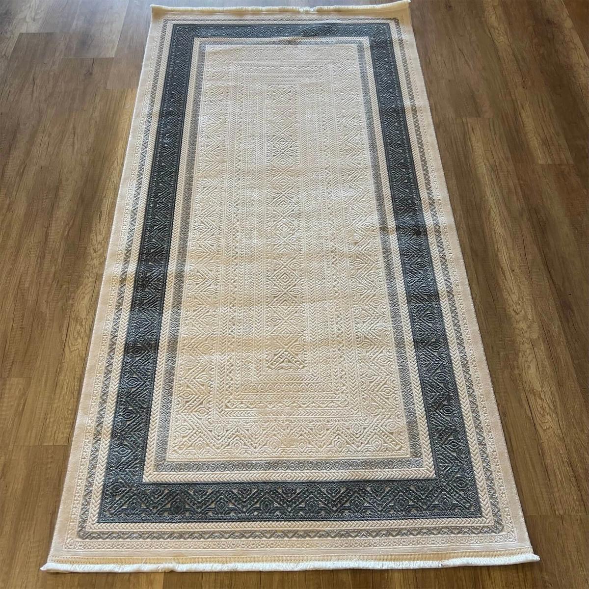 Luxess Halı Valeria 1074 Gri 8 mm Mikropolyester Antibakteriyel Yıkanabilir İnce Kaymaz Dikdörtgen Makine Dokuma Salon Halısı 160x230 cm