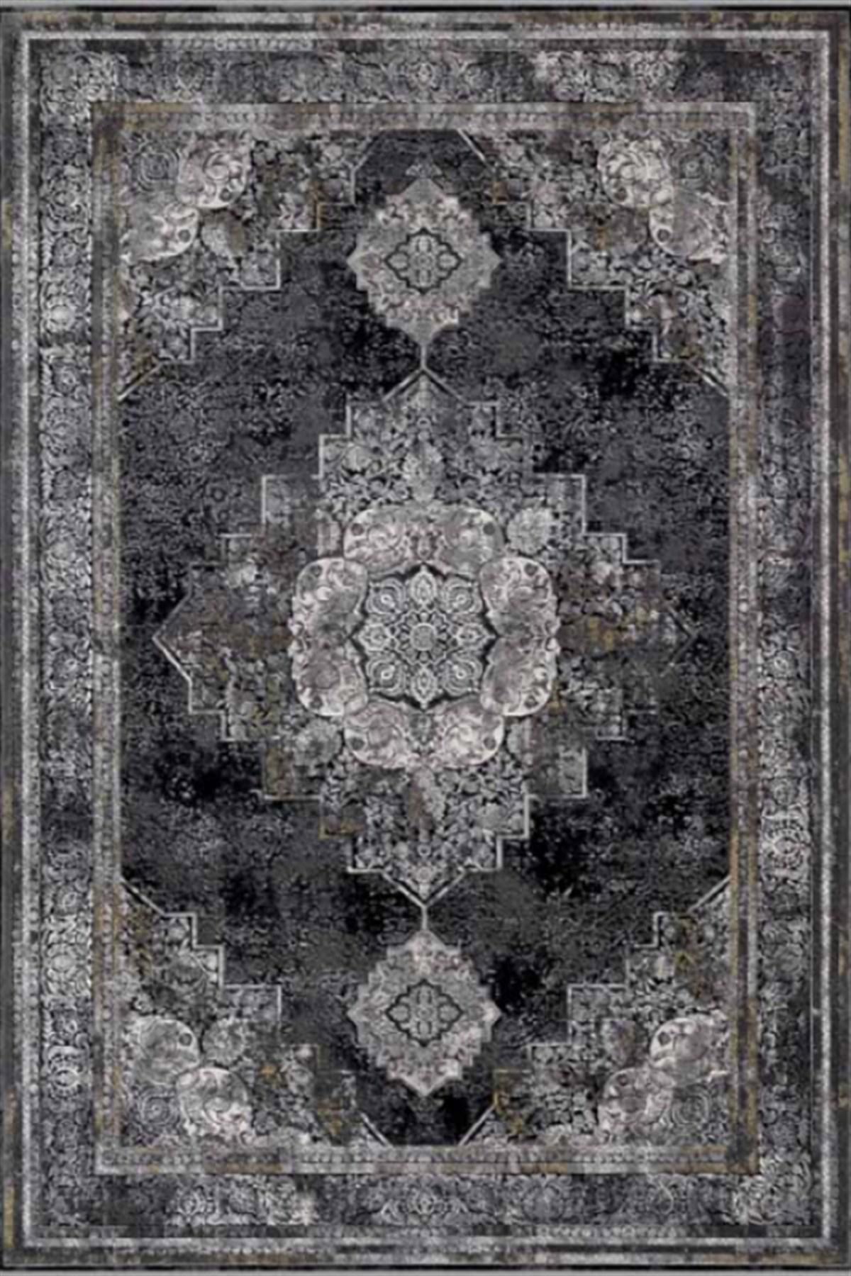 Dinarsu Arora 34678 Gri 11 mm Akrilik Silinebilir Yıkanabilir Orta Kaymaz Dikdörtgen Makine Dokuma Oturma Odası Halısı 200x300 cm