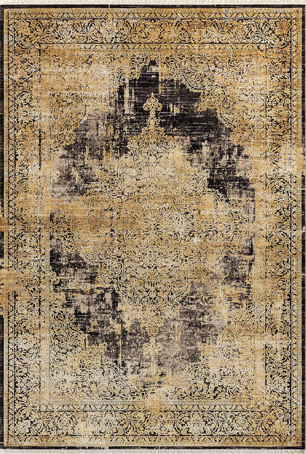 Sanat Halı Oasis 1870 Çok Renkli 8 mm Viskon Antibakteriyel Yıkanabilir Kalın Kaymaz Lateks Taban Dikdörtgen Makine Dokuma Salon Halısı 80x150 cm