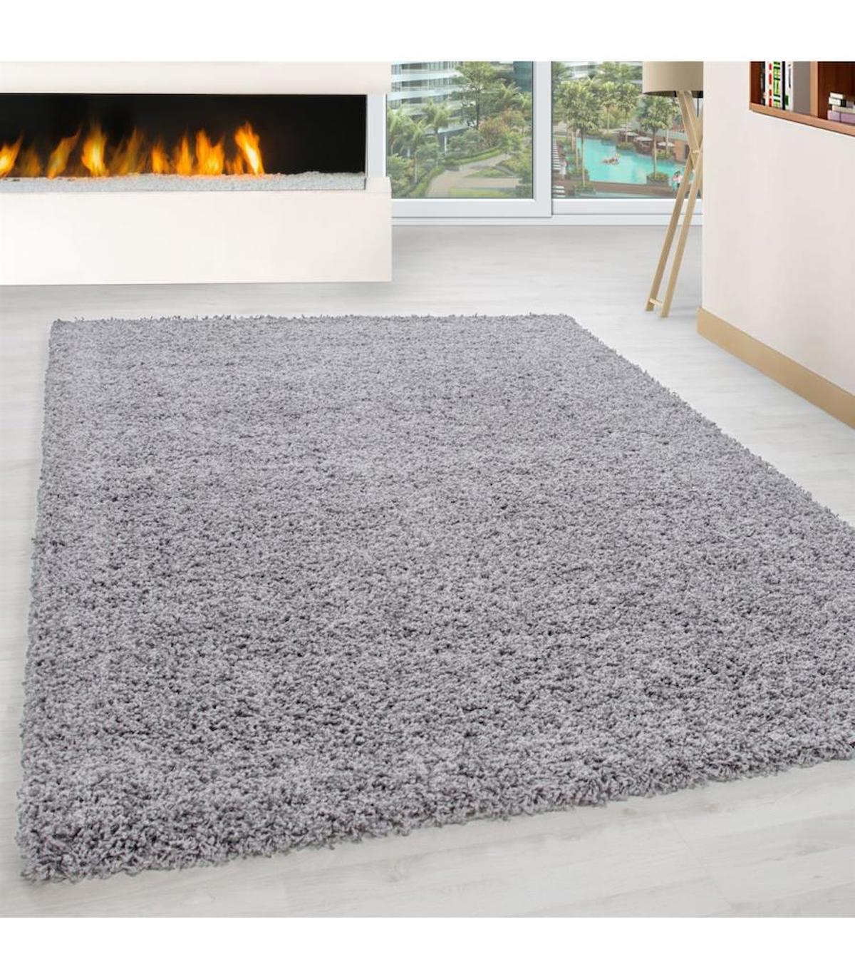 Carpettex Gri 30 mm Polipropilen Antibakteriyel Yıkanabilir Kalın Kaymaz Lateks Taban Dikdörtgen Makine Dokuma Salon Halısı 80x302 cm