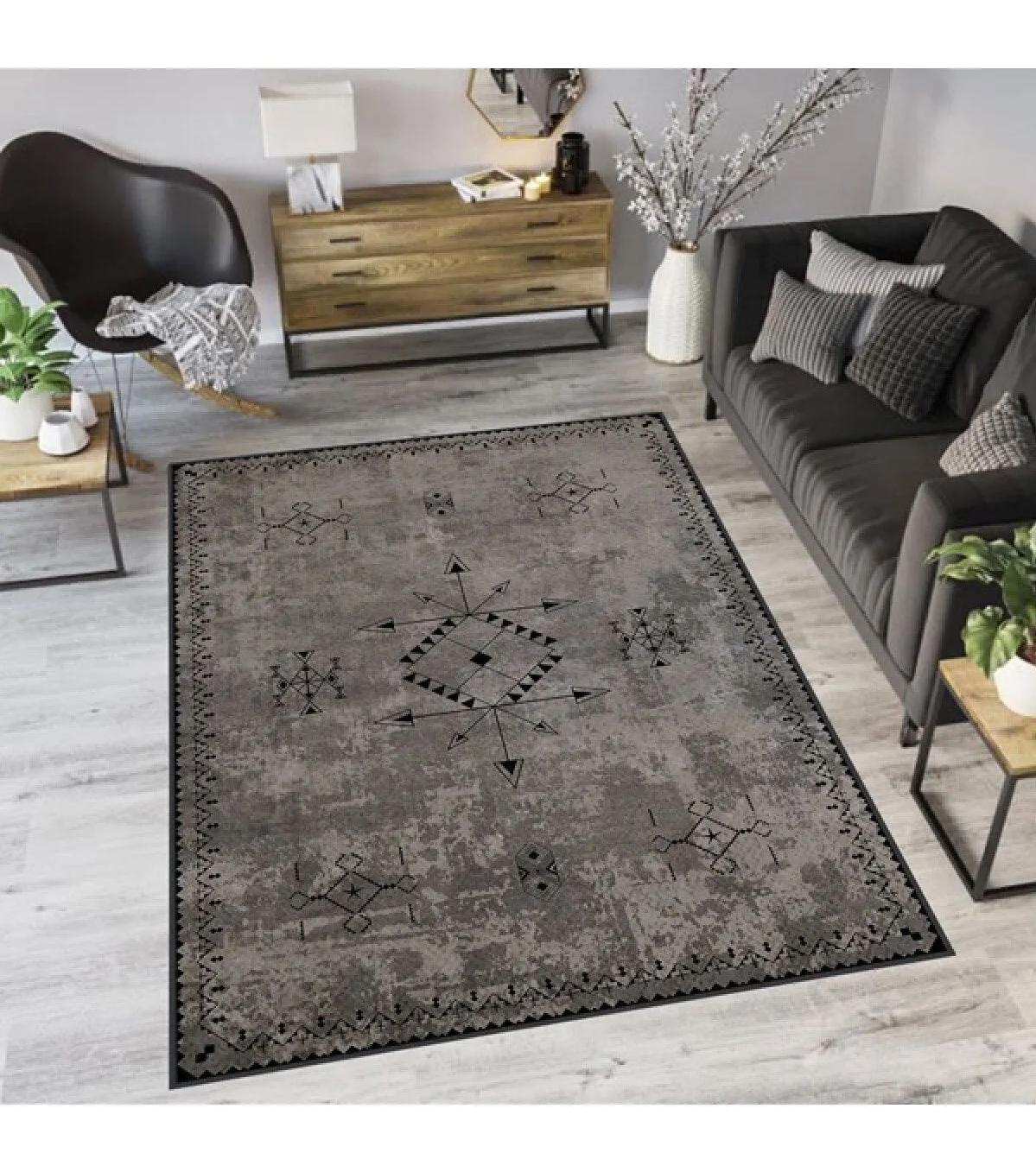 Rovigo Home RVG0069-SD957 Çok Renkli 8 mm Polyester Antibakteriyel Yıkanabilir Orta Kaymaz Dot Taban Dikdörtgen Makine Dokuma Salon Halısı 160x230 cm