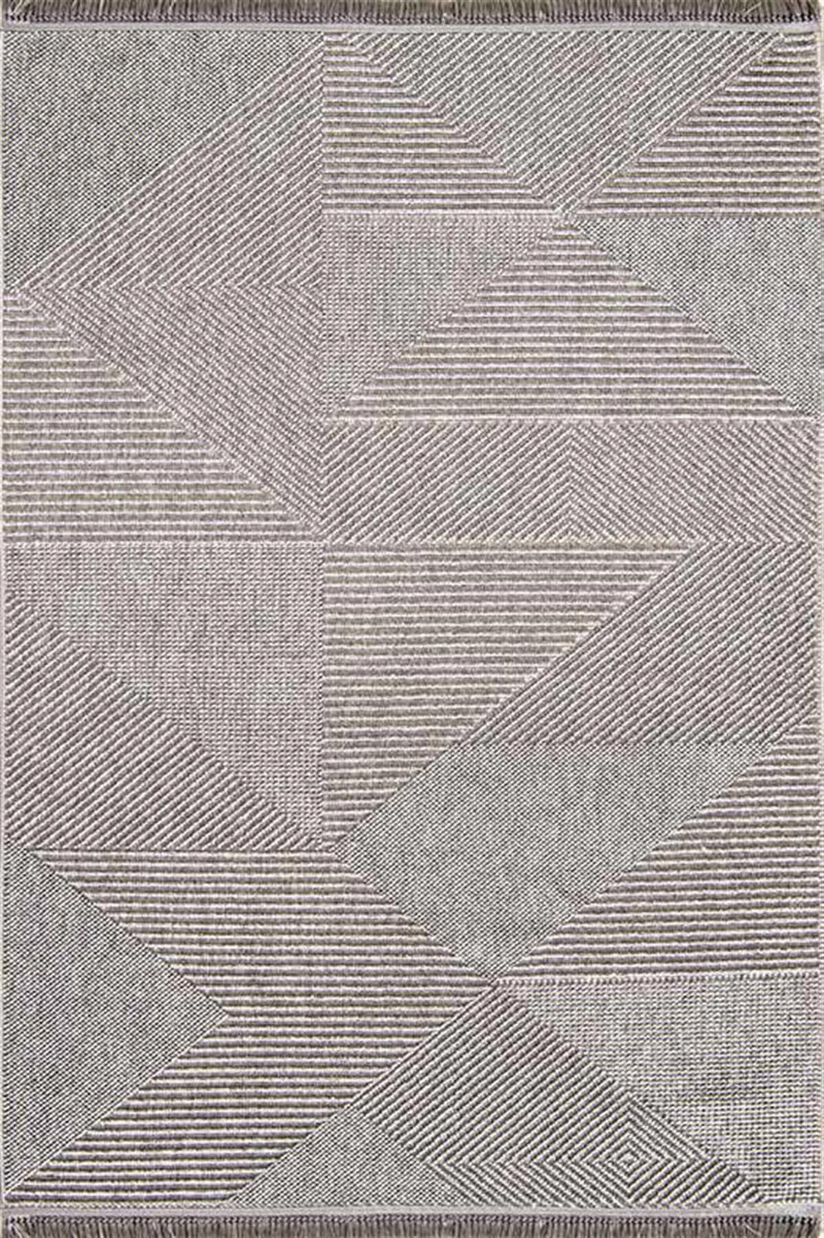 Enti Halı Vega 1456 Gri 7 mm Polyester Yıkanabilir Orta Dikdörtgen Makine Dokuma Salon Halısı 200x300 cm