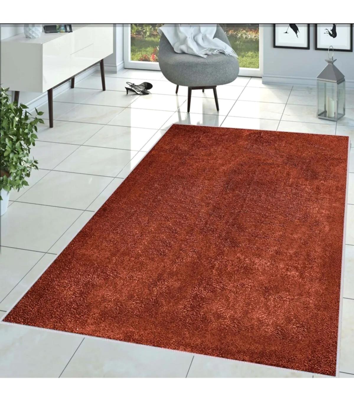 Rovigo Home RVG1433 Çok Renkli 8 mm Polyester Antibakteriyel-Leke Tutmaz-Toz Tutmaz Yıkanabilir İnce Kaymaz Dot Taban Dikdörtgen Makine Dokuma Salon Halısı 140x200 cm