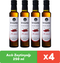 Teosole Acı Biberli Polifenolsüz Soğuk Sıkım Erken Hasat Cam Sızma Zeytinyağı 4x250 ml