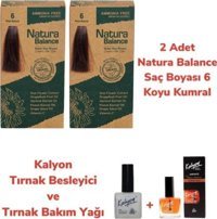 Natura Balance 6 Koyu Kumral Organik Amonyaksız Vegan Krem Saç Boyası 2x60 ml + Kalyon Tırnak Bakım Seti Hediyeli